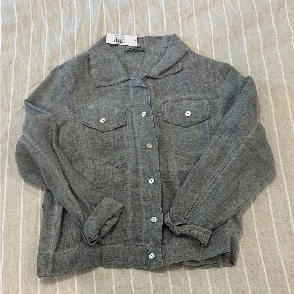 Relaxed Gray Button-Front Jean Jacket